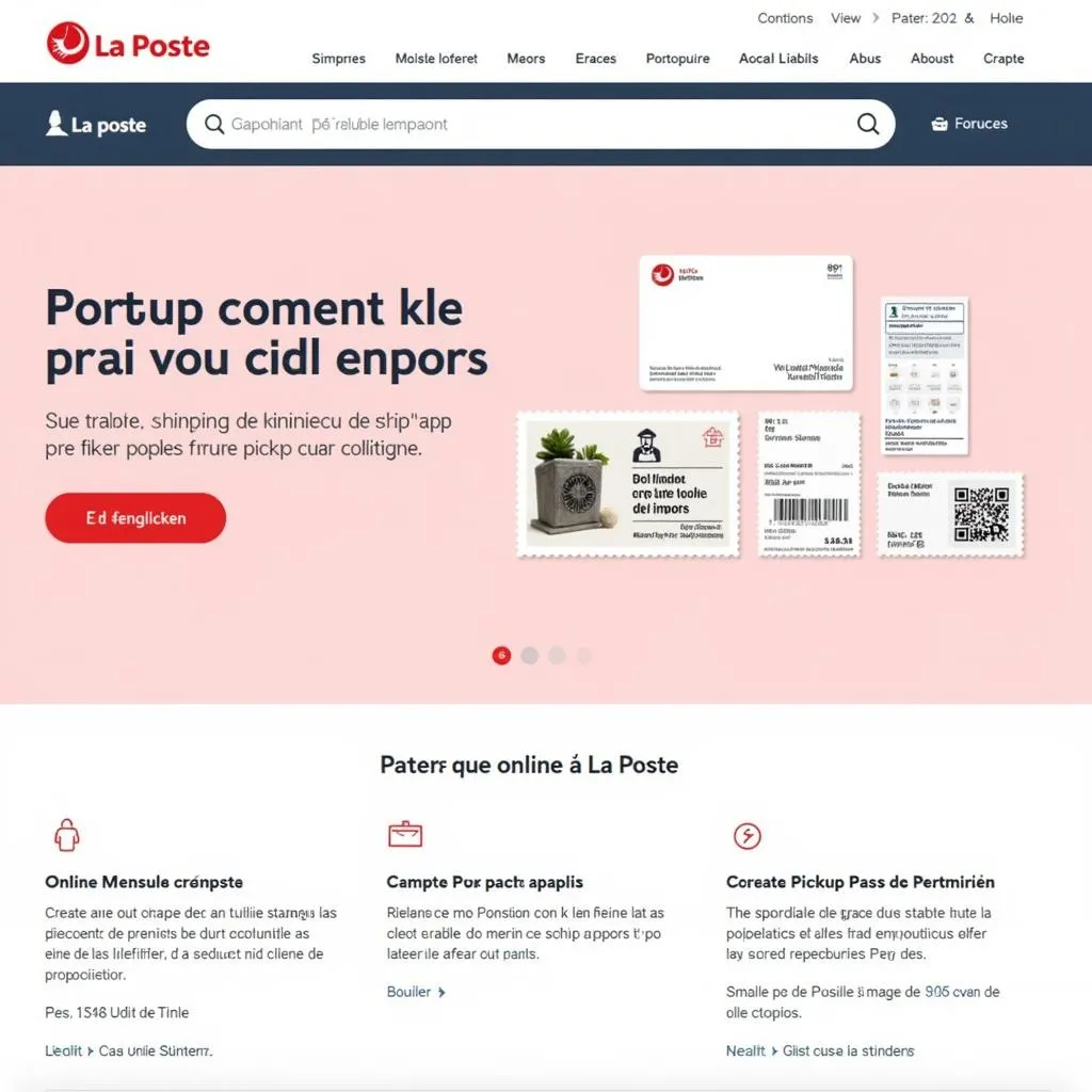 Interface des services en ligne de La Poste