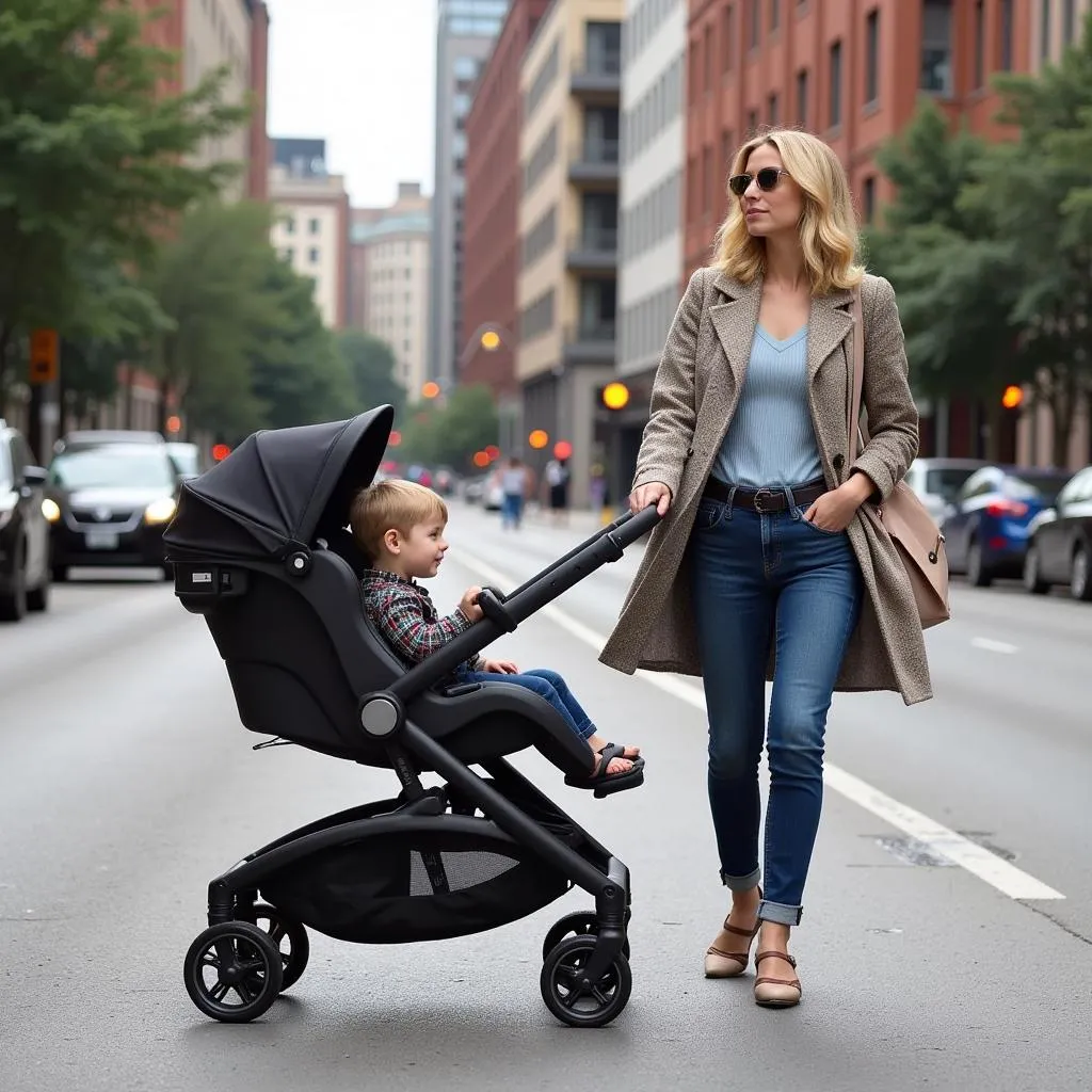 Siège auto poussette pour bébé en ville