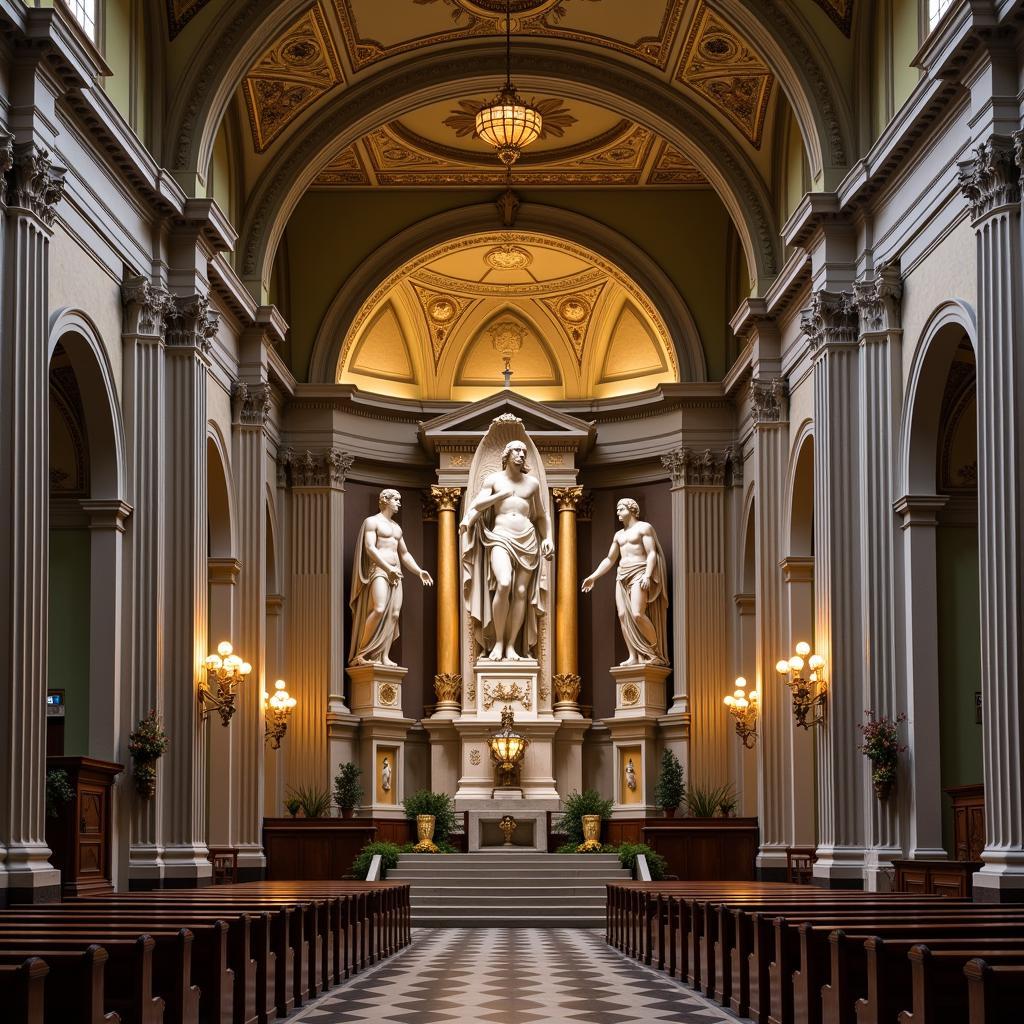 La statue du christ ressuscité sur le maître-autel de la basilique saint-pierre