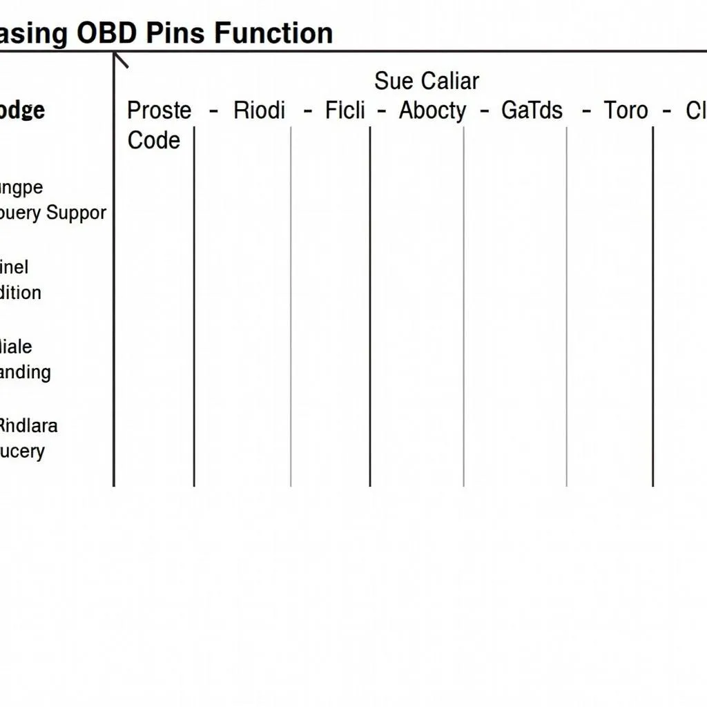 Tableau récapitulatif des couleurs et fonctions des broches OBD sur un Dodge Durango 2001