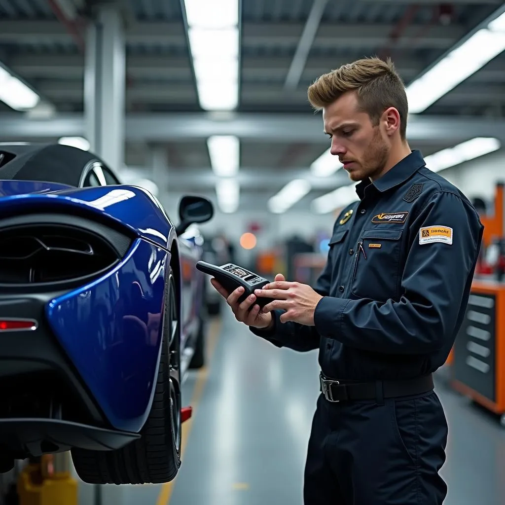 Technicien McLaren en train de travailler