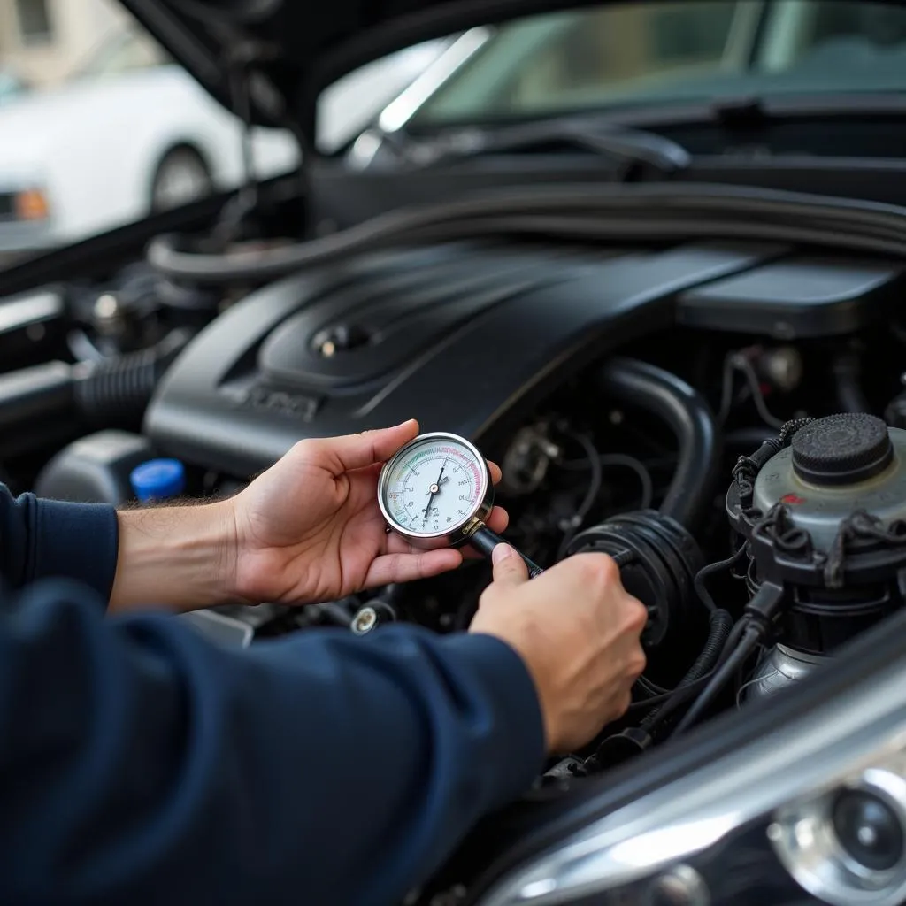 Technicien vérifiez climatisation voiture