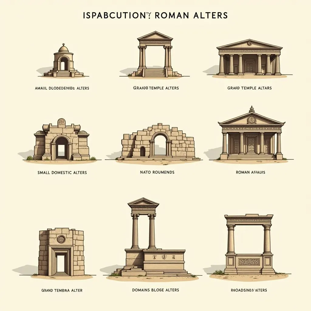 Types d'autels romains et dieux