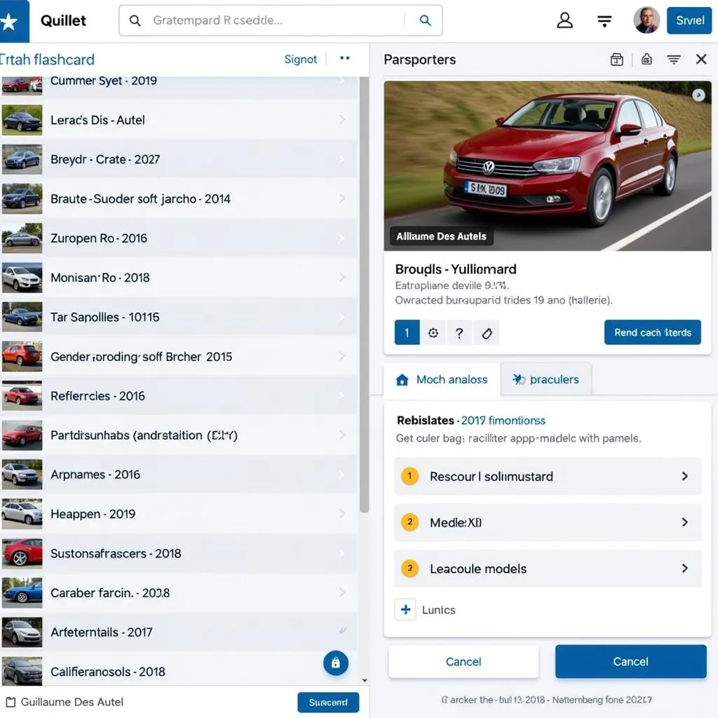 Utilisateur de Quizlet créant des flashcards sur l'automobile européenne