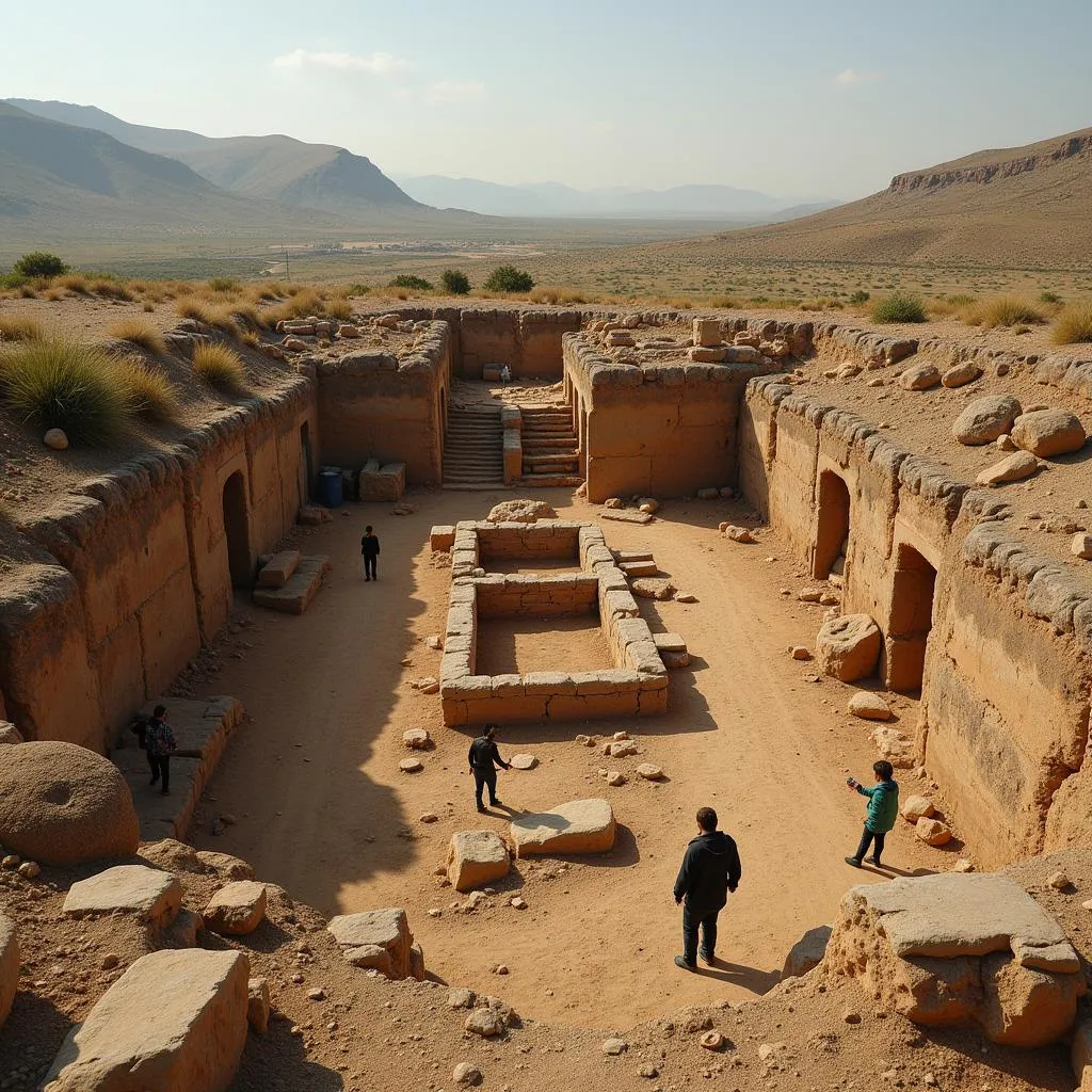 Vestiges de l'autel d'Urok lors de fouilles archéologiques