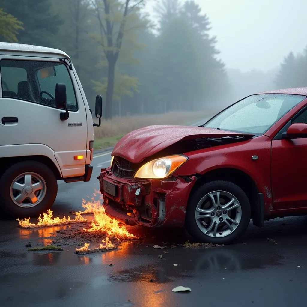 Voiture accident incendie prévenue