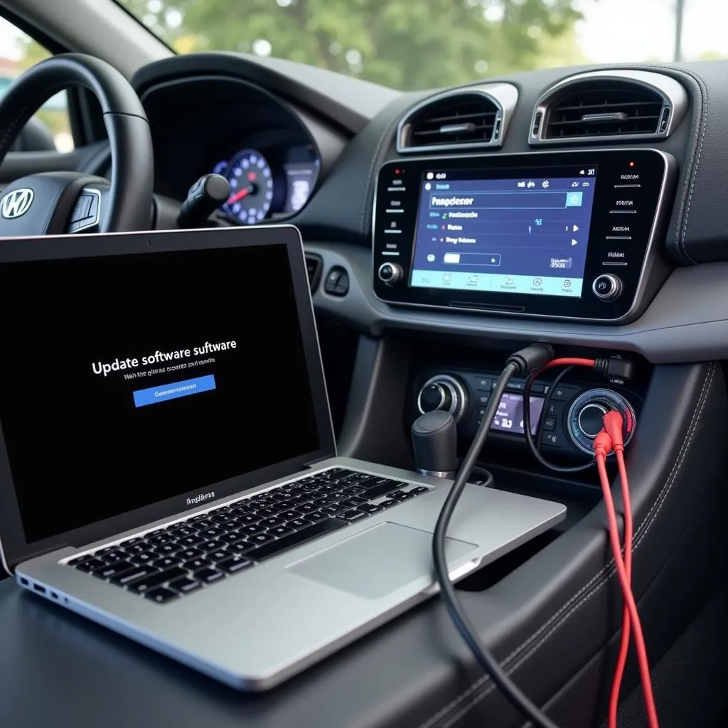 Voiture connectée à un ordinateur pour une mise à jour logicielle