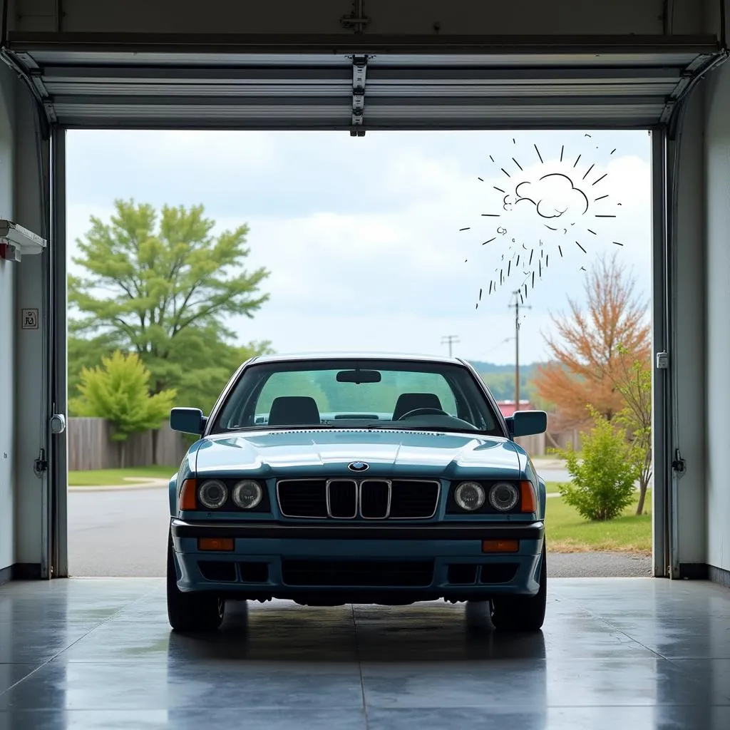 Voiture garée dans un garage