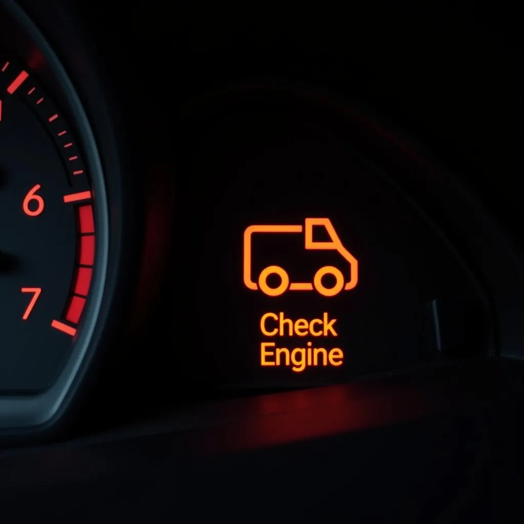 Voyant Check Engine allumé sur un tableau de bord de voiture