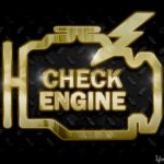 Check engine light illuminated on dashboard indicating OBDII DTC P2635 fuel pump issue