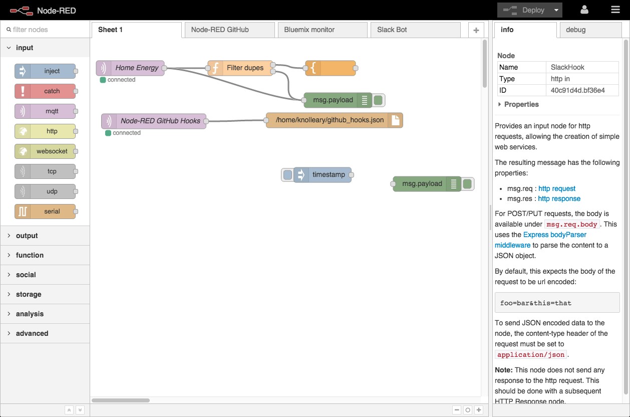 Node-RED flow for processing OBDII data from Torque Pro.